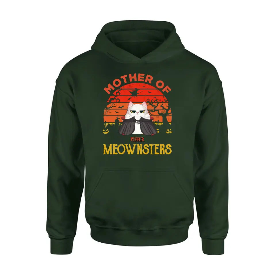 Personalized Halloween Cat T-shirt/Sweatshirt/Long Sleeve/Hoodie - Up to 4 Cats - Halloween Gift For Cat Lover - Mother Of Meownsters
