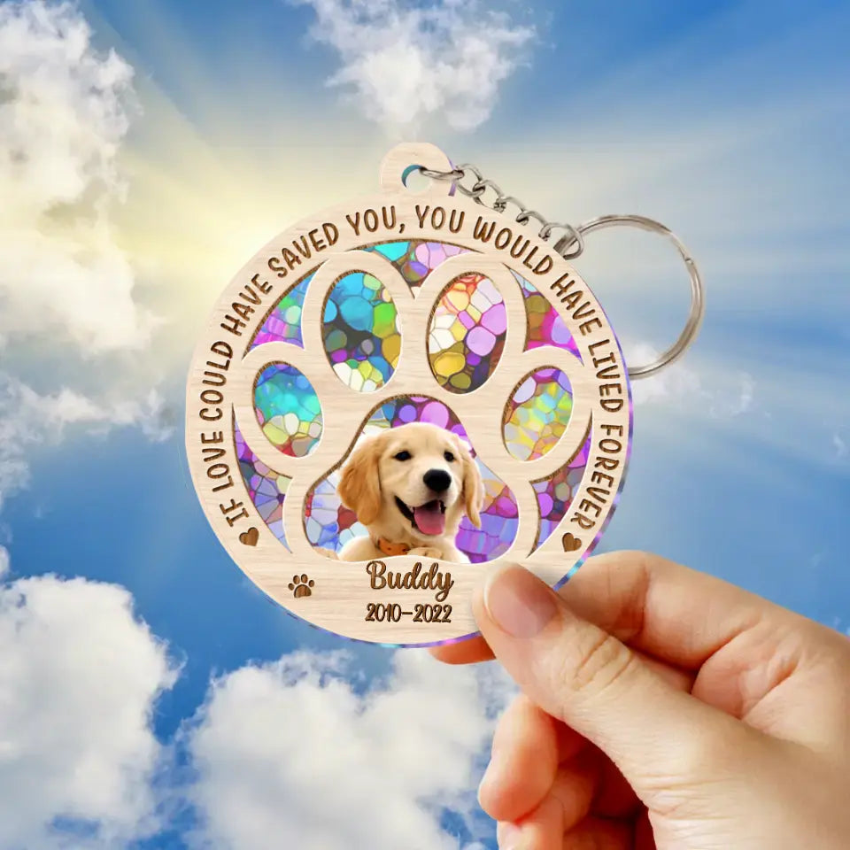 Personalized Memorial Photo Acrylic Keychain - Memorial Gift Idea for Christmas/Dog Owners - If Love Could Have Saved You You Would Have Lived Forever