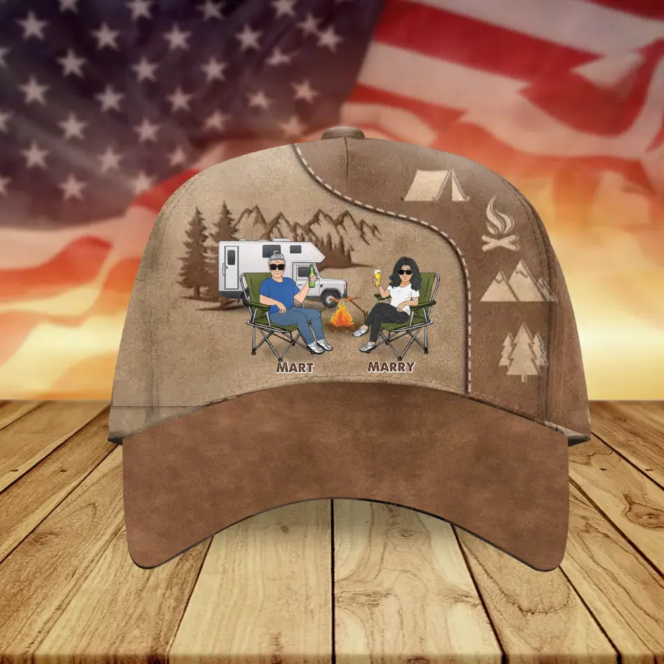Personalized Camping Couple Cap - Gift Idea For Camping Lover/Couple - Camping Partners For Life