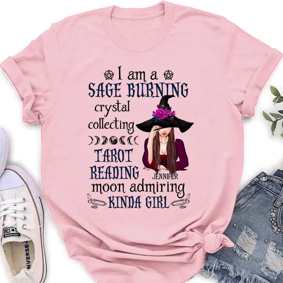 Personalized Witch Shirt/Hoodie - Halloween Gift Idea for Witch Lovers - I Am A Sage Burning Crystal Collecting