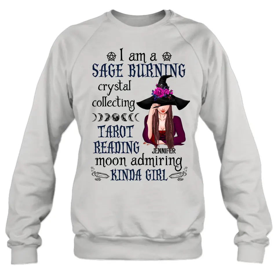 Personalized Witch Shirt/Hoodie - Halloween Gift Idea for Witch Lovers - I Am A Sage Burning Crystal Collecting