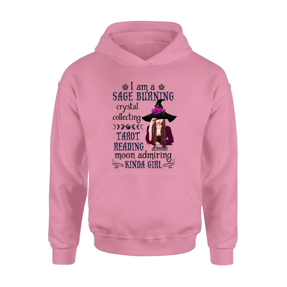 Personalized Witch Shirt/Hoodie - Halloween Gift Idea for Witch Lovers - I Am A Sage Burning Crystal Collecting