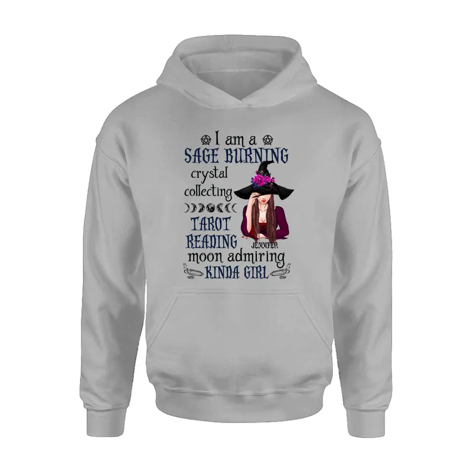 Personalized Witch Shirt/Hoodie - Halloween Gift Idea for Witch Lovers - I Am A Sage Burning Crystal Collecting