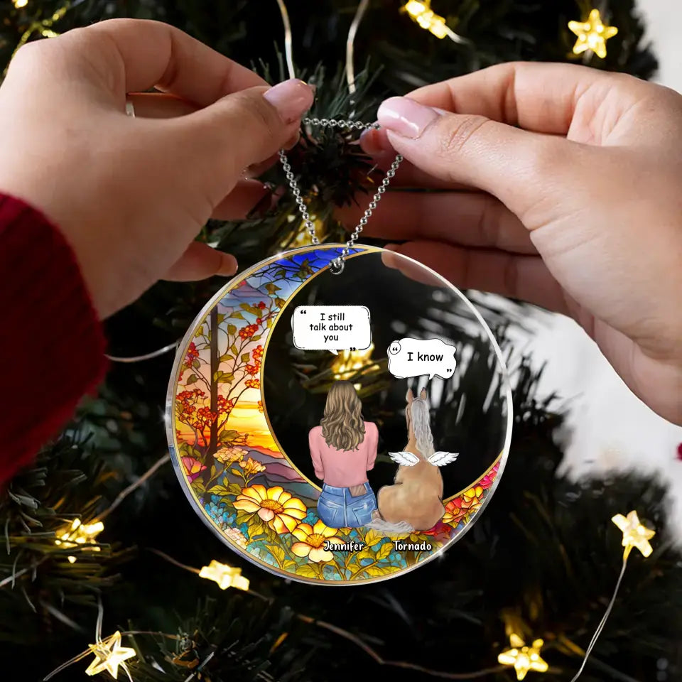 Personalized Memorial Horse Suncatcher Circle Acrylic Ornament - Memorial Gift Idea For Horse Owner - I Still Talk About You