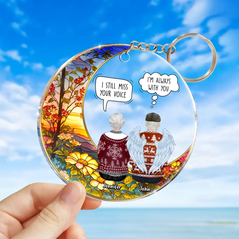 Personalized Memorial Couple Suncatcher Acrylic Keychain - Memorial Gift Idea For Husband/Wife - I Still Talk About You