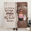 Personalized Memorial Pet Quilt/Fleece Throw Blanket - Up to 3 Dogs/Cats - Memorial Gift Idea for Dog/Cat Owners - Your Wings Were Ready But My Heart Was Not