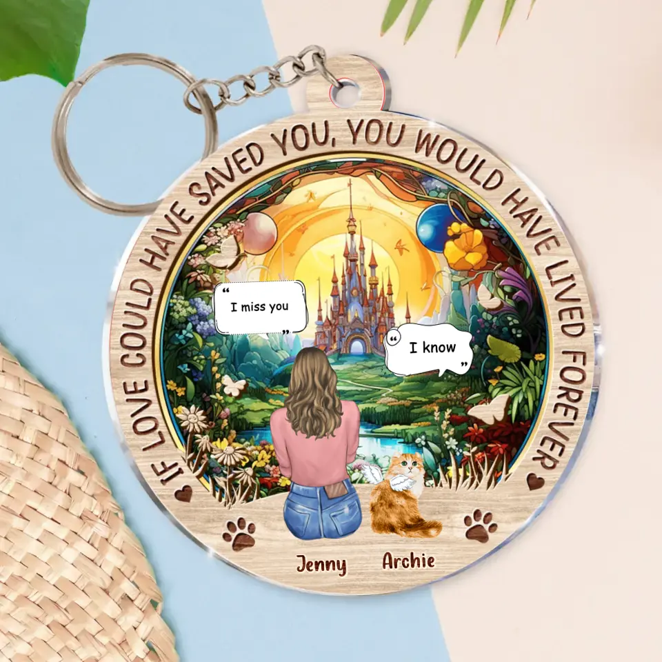 Personalized Memorial Cat Acrylic Keychain - Memorial Gift Idea For Dog/Cat/Rabbit Lover - If Love Could Have Saved You You Would Have Lived Forever