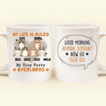 Personalized Cats Coffee Mug - Up to 6 Cats - Best Gift Idea For Cat Lovers - Good Morning Human Servant Now Go Feed Us!