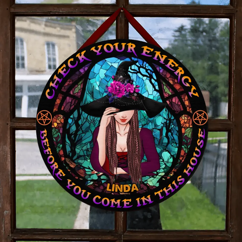 Check ya energy suncatcher wooden sign