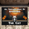 Personalized Halloween Cat Doormat - Up to 6 Cats - Halloween Gift Idea For Cat Lovers - All Visitors Must Be Approved By The Cat