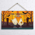 Personalized Halloween Ghost Family Doorsign - Halloween Gift For Couple/Family - Up to 5 People With 4 Pets - The Thomas Family