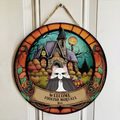 Personalized Little Meownsters Wooden Sign - Up to 5 Cats - Halloween Gift For Cat Lovers - Welcome Foolish Mortals