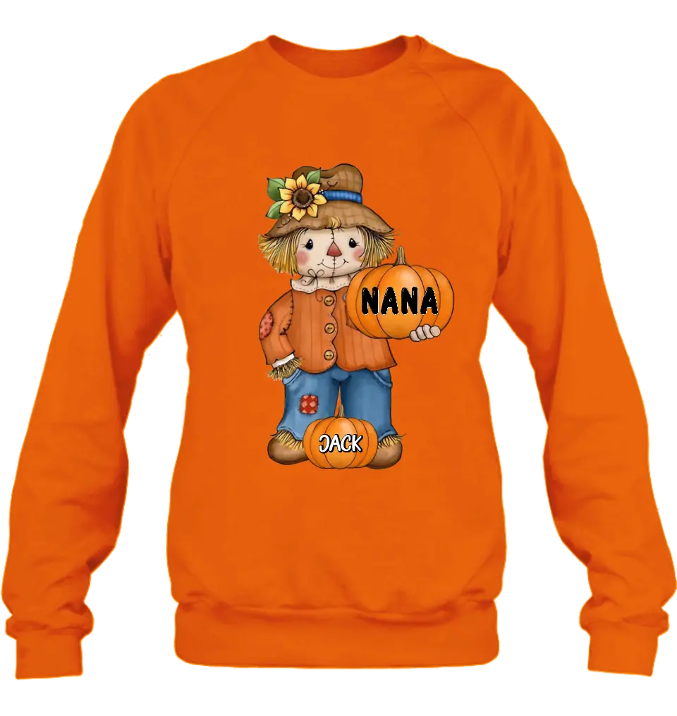 Personalized Scrarecrow Shirt/Hoodie - Up to 10 Kids - Halloween Gift for Grandma/Mom