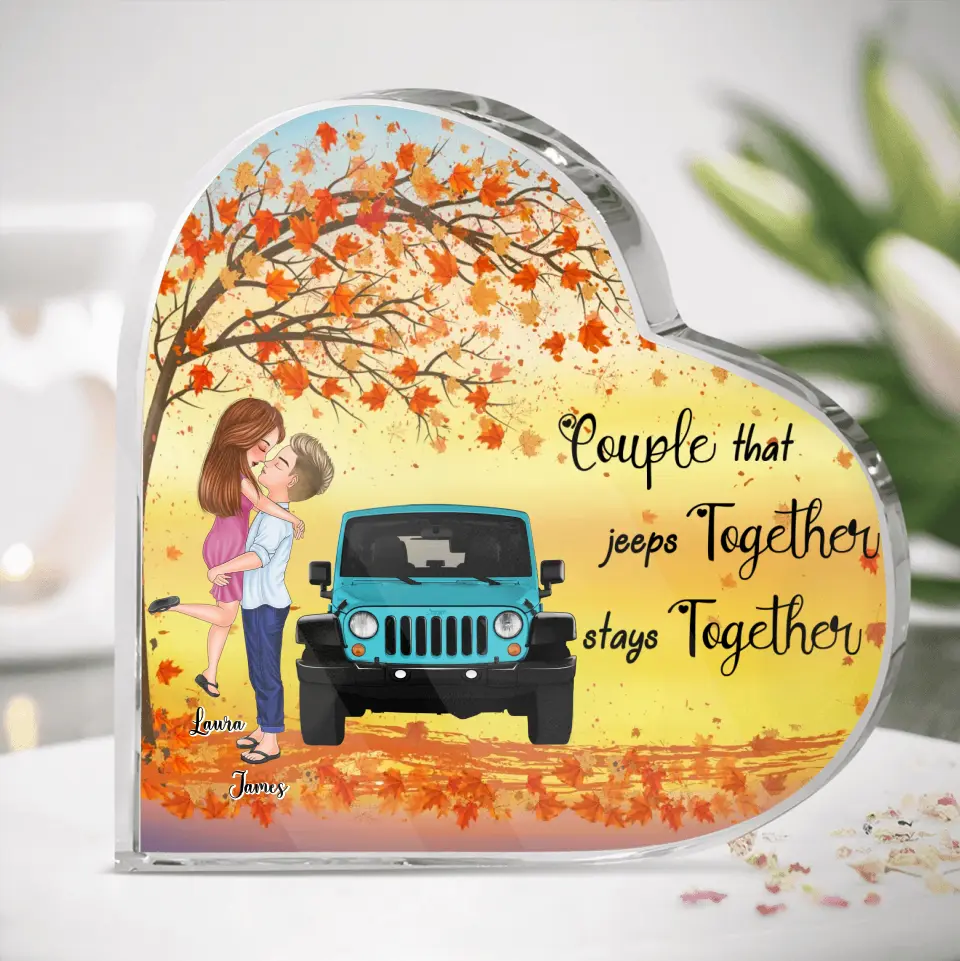 Personalized Couple Acrylic Plaque - Gift Idea For Couple/Off-road Lovers - Couple That Jeeps Together Stays Together