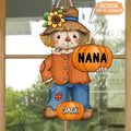 Personalized Scrarecrow Wooden Sign - Up to 10 Kids - Halloween Gift for Grandma/Mom