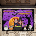 Personalized Witch Doormat - Halloween Gift For Dog/Cat Lovers - Adult/Couple With Up to 6 Pets - A Wicked Witch And Her Little Monsters Live Here