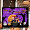 Personalized Wicked Witch Wooden Sign - Adult/Couple With Up to 6 Cats/Dogs - Halloween Gift For Pet Lovers - A Wicked Witch And Her Little Monsters Live Here