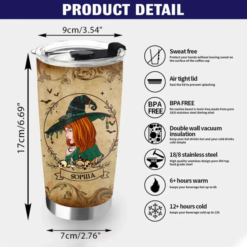 Personalized Witch Tumbler - Halloween Gift Idea - Sweet As Sugar Hard As Ice Cross Me One And I'll Curse You Twice