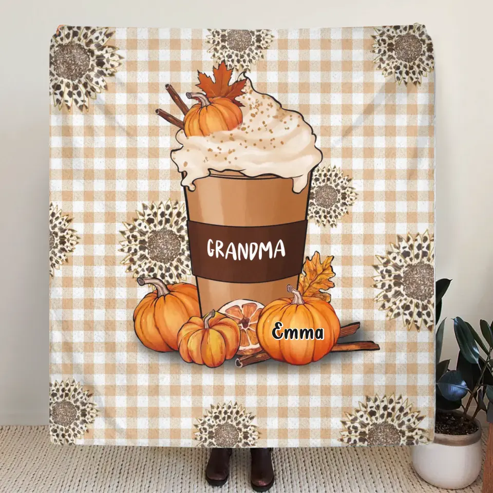 Personalized Halloween Grandma Quilt/Fleece Throw Blanket - Halloween Gift For Grandma - Up to 10 Kids