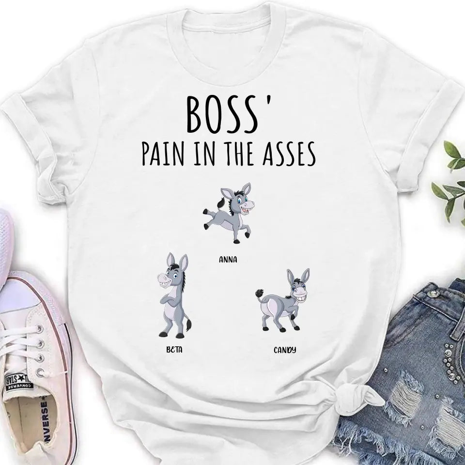 Personalized Donkeys Shirt/Hoodie - Gift Idea For Family/Grandma/Papa - Up to 12 Donkeys - Boss' Little Asses