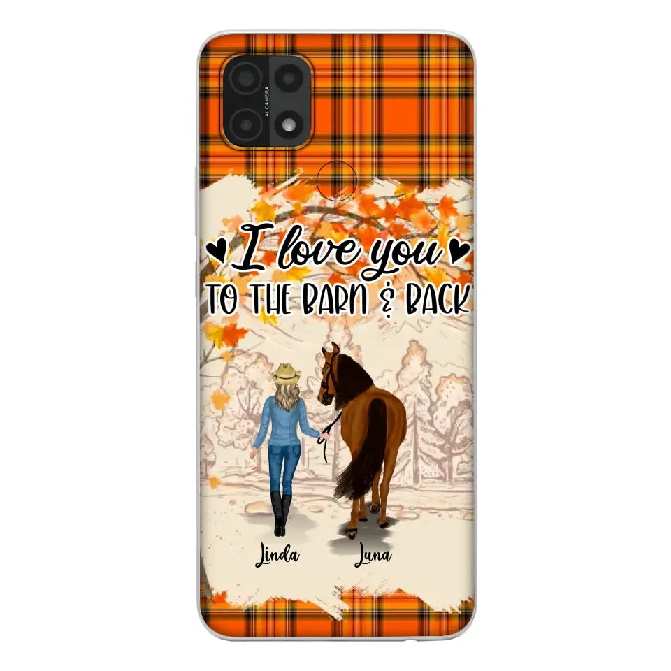 Personalized Horse Girl Phone Case - Gift Idea For Horse Lovers - Up To 6 Horses - I Love You To The Barn & Back - Cases For Oppo/Xiaomi/Huawei