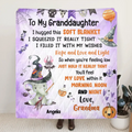 Personalized Halloween Granddaughter Fleece Throw Blanket/Quilt/Pillow Cover - Gift Idea For Halloween From Grandma