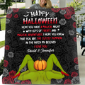 Personalized Halloween Fleece Throw Blanket/Quilt - Gift Idea For Couple/ Halloween - Happy Halloween