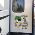 Personalized Husband And Wife Camping 3D Decal - Gift Idea For Couple/Camping Lovers/RVs Owners - Let's Sit By The Campfire And Watch People Park Their Campers