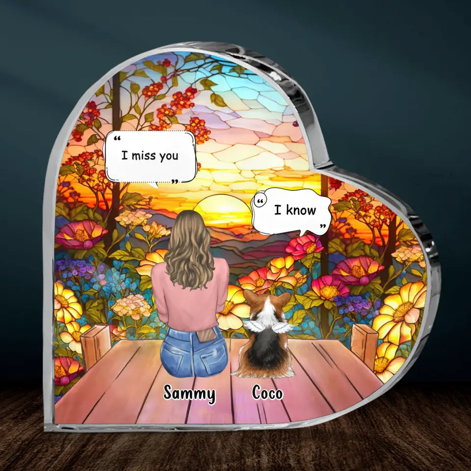 Personalized Memorial Pet Crystal Heart - Up to 3 Pets - Memorial Gift Idea For Dog/Cat/Rabbits Owners - I Miss You