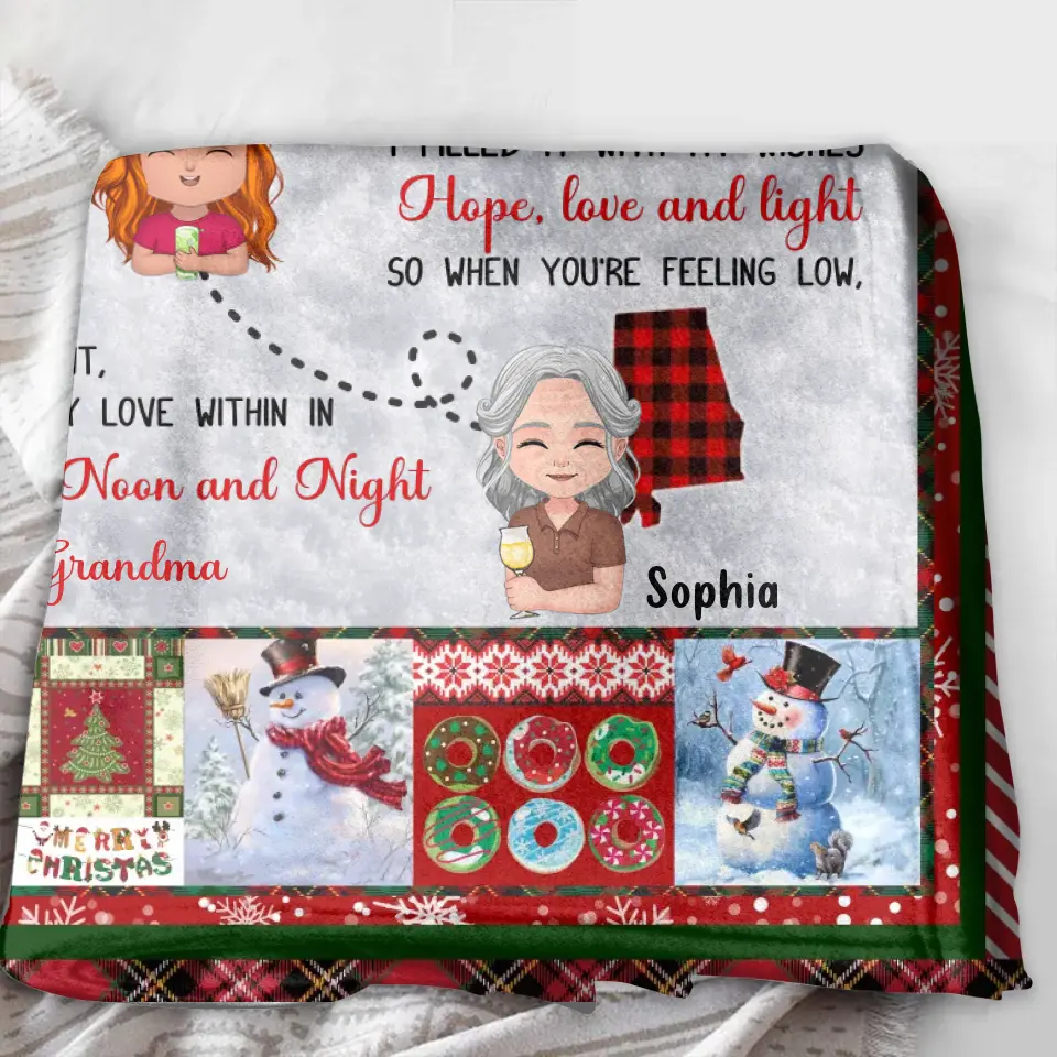 Personalized Granddaughter/Grandson Fleece Throw Blanket/Quilt/Pillow Cover - Gift Idea For Christmas From Grandma - Just Hold It Really Tight