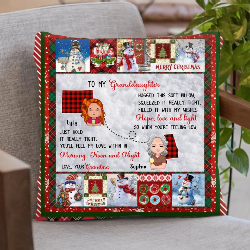 Personalized Granddaughter/Grandson Fleece Throw Blanket/Quilt/Pillow Cover - Gift Idea For Christmas From Grandma - Just Hold It Really Tight