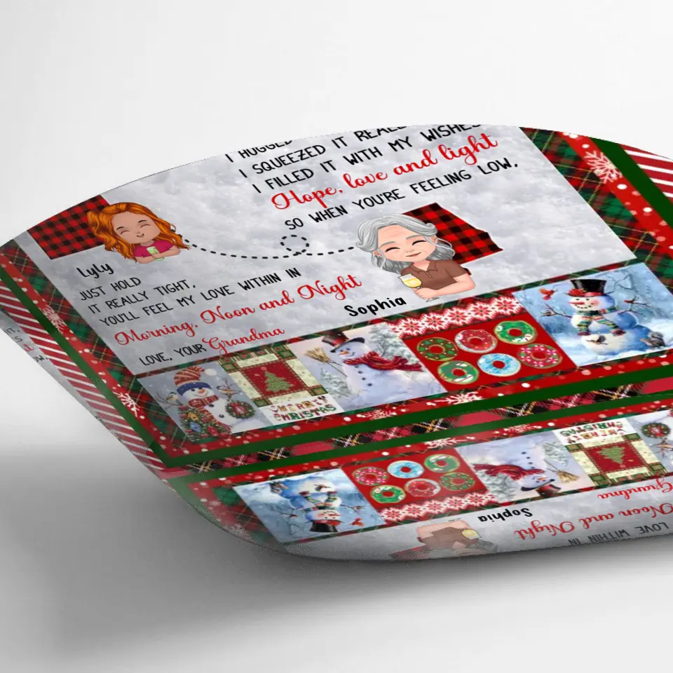 Personalized Granddaughter/Grandson Fleece Throw Blanket/Quilt/Pillow Cover - Gift Idea For Christmas From Grandma - Just Hold It Really Tight
