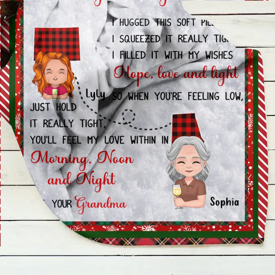 Personalized Granddaughter/Grandson Fleece Throw Blanket/Quilt/Pillow Cover - Gift Idea For Christmas - I Hugged This Soft Blanket