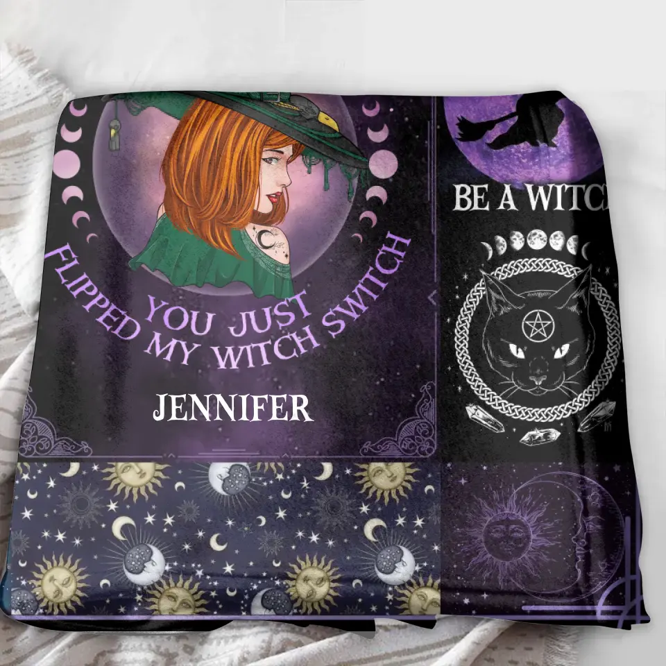 Personalized Witch Quilt/Fleece Throw Blanket - Halloween Gift Idea For Witch Lovers - Buckle Up Buttercup