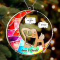 Personalized Memorial Hugging Dog Circle Acrylic Ornament - Memorial Gift Idea For Dog Mom/Pet Owner - Christmas Gift Idea