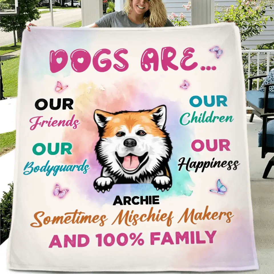 Personalized Dog Fleece Throw Blanket/Quilt/Pillow Cover - Gift Idea For Dog Lovers - Dogs Are Our Friends Our Bodyguards