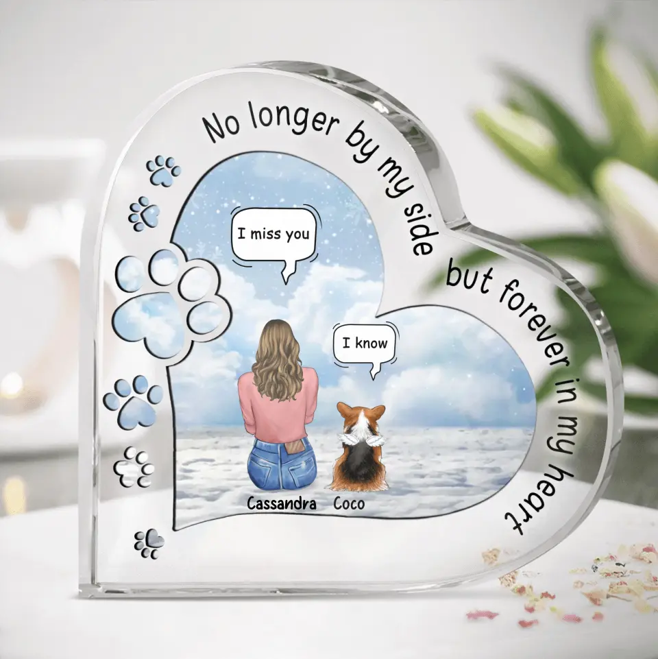 Personalized Memorial Pet Crystal Heart - Up to 3 Pets - Memorial Gift Idea For Dog/Cat/Rabbits Owners - I Miss You