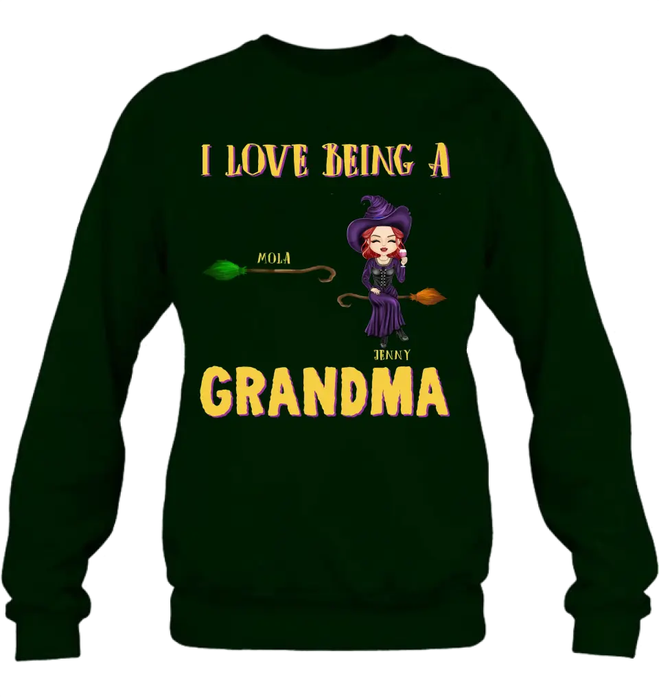 Personalized Witch Grandma T-shirt/Hoodie - Gift Idea For Halloween/Witch/Grandma - Up to 8 Kids - I Love Being A Grandma