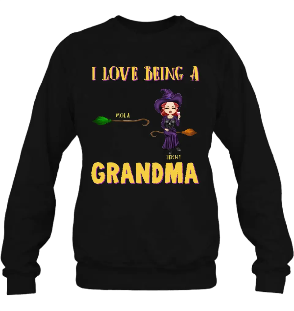 Personalized Witch Grandma T-shirt/Hoodie - Gift Idea For Halloween/Witch/Grandma - Up to 8 Kids - I Love Being A Grandma