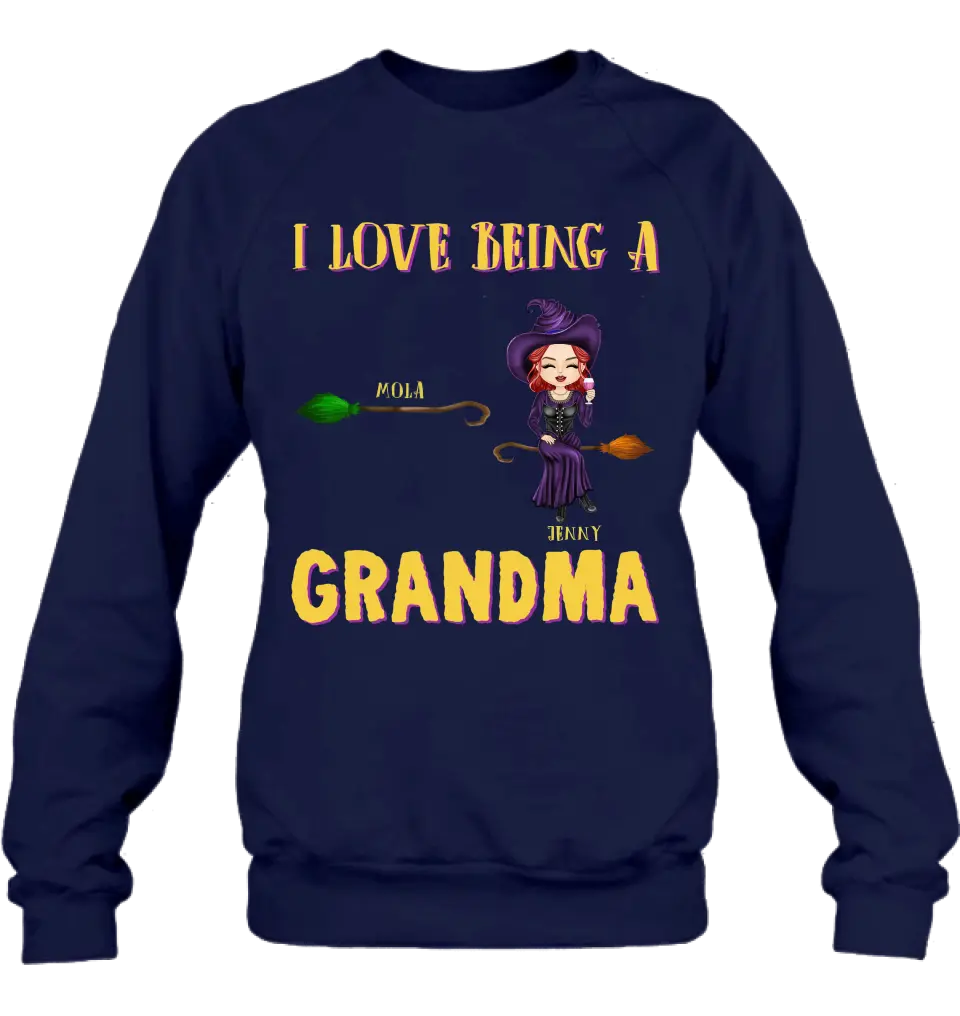 Personalized Witch Grandma T-shirt/Hoodie - Gift Idea For Halloween/Witch/Grandma - Up to 8 Kids - I Love Being A Grandma