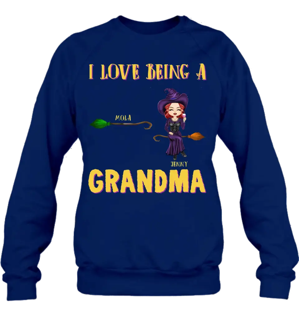 Personalized Witch Grandma T-shirt/Hoodie - Gift Idea For Halloween/Witch/Grandma - Up to 8 Kids - I Love Being A Grandma
