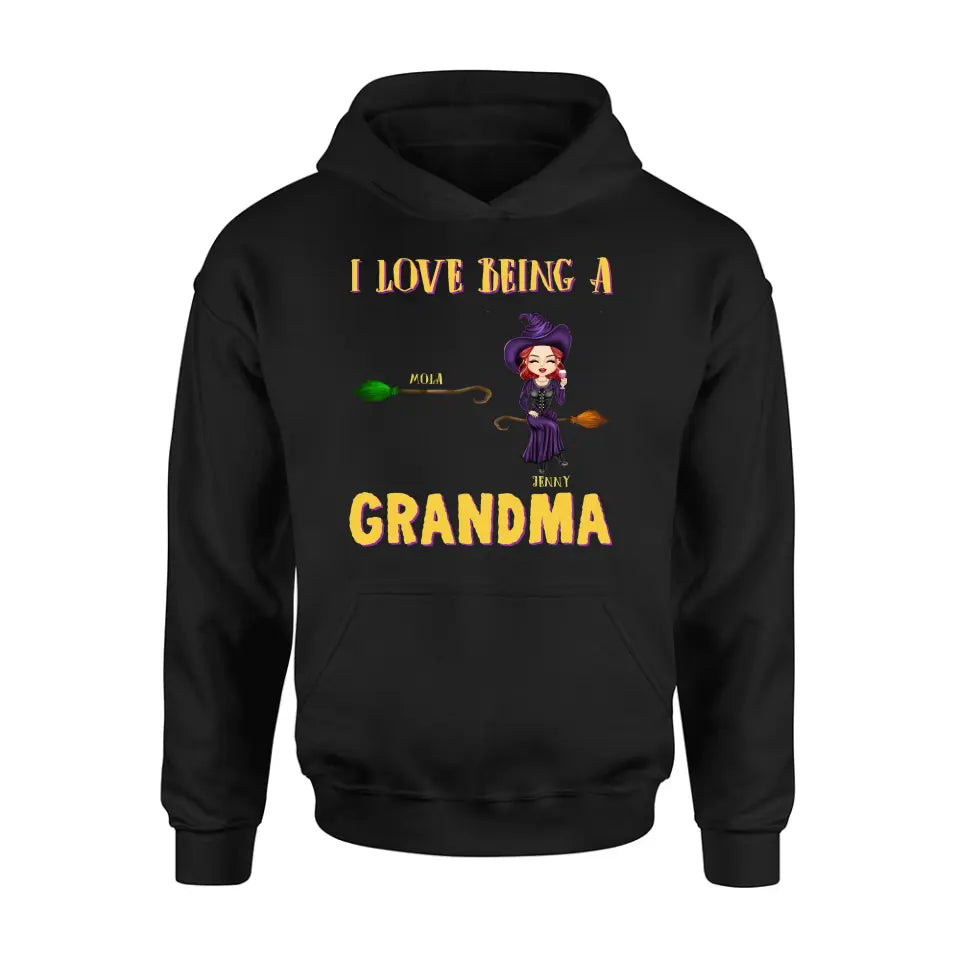 Personalized Witch Grandma T-shirt/Hoodie - Gift Idea For Halloween/Witch/Grandma - Up to 8 Kids - I Love Being A Grandma