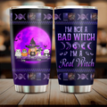 Personalized Halloween Witch Tumbler - Gift Idea For Halloween/Witch Lovers/Pet Lovers - Up to 4 Pets - I'm Not A Bad Witch I'm A Real Witch