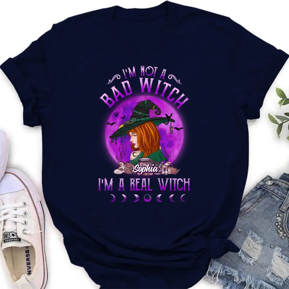 Personalized Witch Shirt/Hoodie - Gift Idea For Halloween/Witch Lovers - I'm Not A Bad Witch I'm A Real Witch