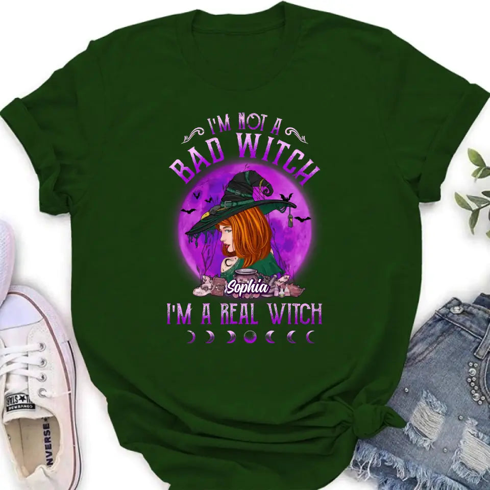 Personalized Witch Shirt/Hoodie - Gift Idea For Halloween/Witch Lovers - I'm Not A Bad Witch I'm A Real Witch