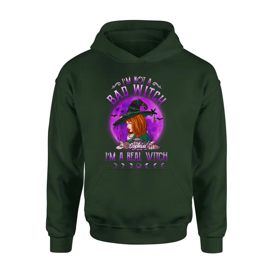 Personalized Witch Shirt/Hoodie - Gift Idea For Halloween/Witch Lovers - I'm Not A Bad Witch I'm A Real Witch