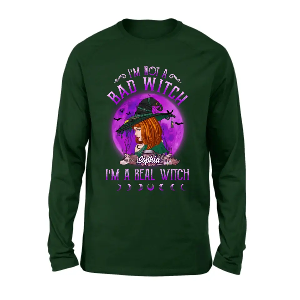 Personalized Witch Shirt/Hoodie - Gift Idea For Halloween/Witch Lovers - I'm Not A Bad Witch I'm A Real Witch