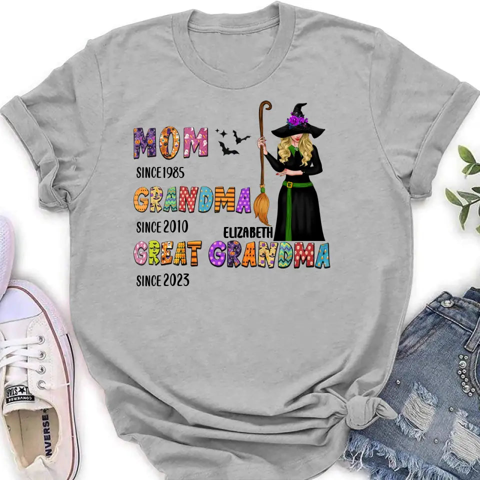 Personalized Halloween Witch Shirt/ Hoodie - Gift Idea For Halloween - Mom Since 1985 Grandma Since 2010
