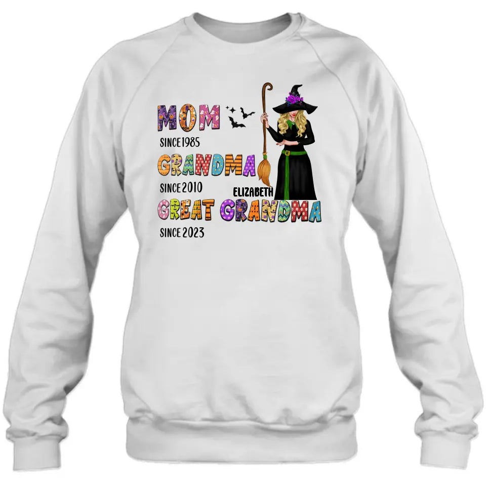 Personalized Halloween Witch Shirt/ Hoodie - Gift Idea For Halloween - Mom Since 1985 Grandma Since 2010