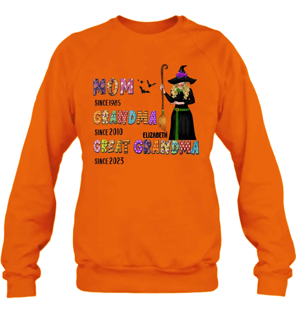 Personalized Halloween Witch Shirt/ Hoodie - Gift Idea For Halloween - Mom Since 1985 Grandma Since 2010